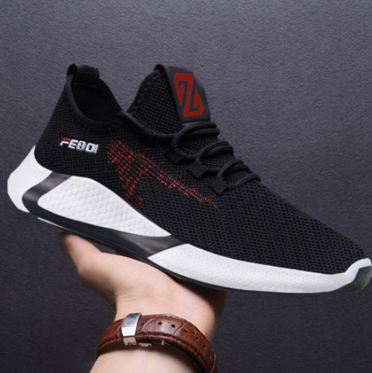 New Sports Shoes Men's Breathable Casual Mesh Shoes Comfort. Lace-up Non-slip Low-top Running Shoes.