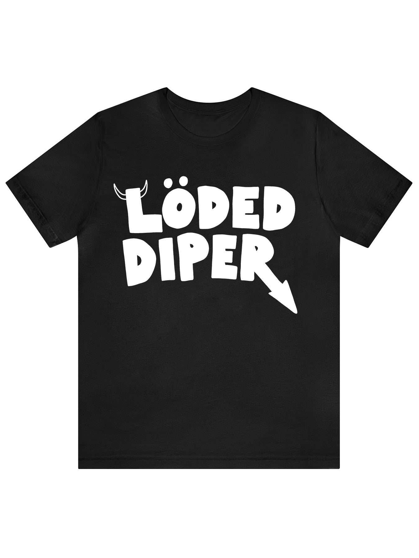 LODED DIAPER Letter Printed Men's Round Neck Short Sleeved T-shirt, Suitable For Daily Wear And Casual Summer Wear In Vacation Destinations