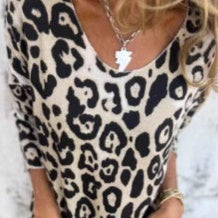 Women's Leopard Print Pullover Long Sleeve Pullover