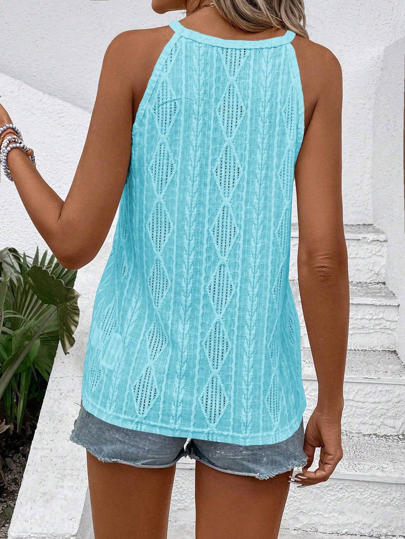 Women's Geometric Dark Stripe Casual Halter Neck Tank Top For Holidays