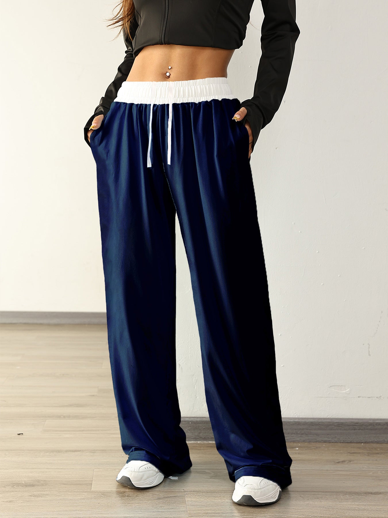 Women's Casual Sports Contrast Color Loose Comfortable Drawstring Trousers