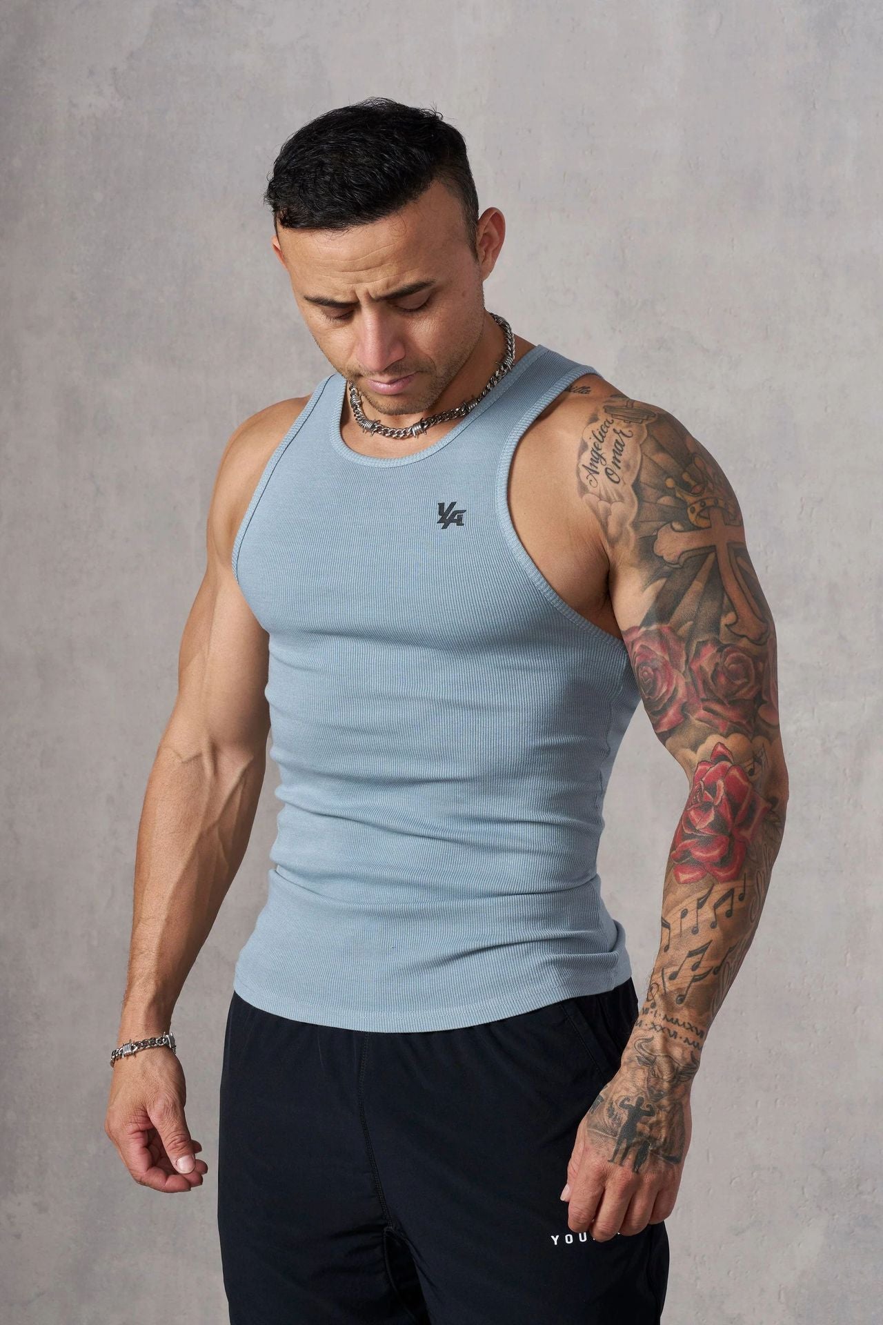 Men's Knitted Ice Silk Rib Top Sports Fitness Vest