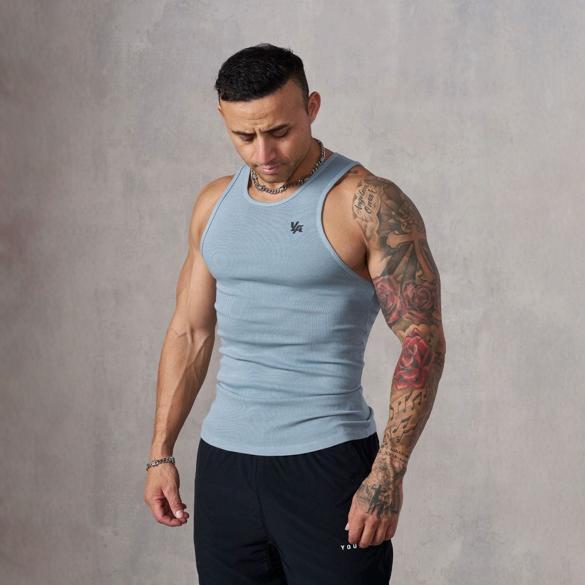 Men's Knitted Ice Silk Rib Top Sports Fitness Vest