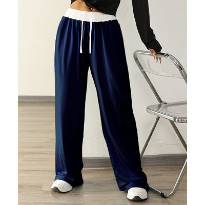 Women's Casual Sports Contrast Color Loose Comfortable Drawstring Trousers
