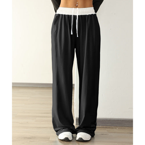 Women's Casual Sports Contrast Color Loose Comfortable Drawstring Trousers
