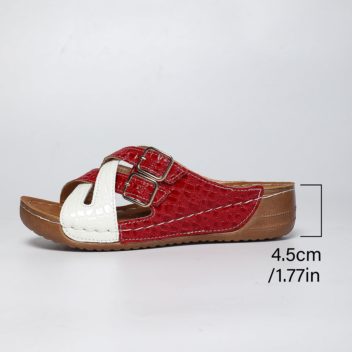 Women's European And American Color Matching Belt Buckle Sandals