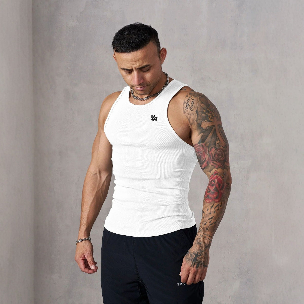 Men's Knitted Ice Silk Rib Top Sports Fitness Vest