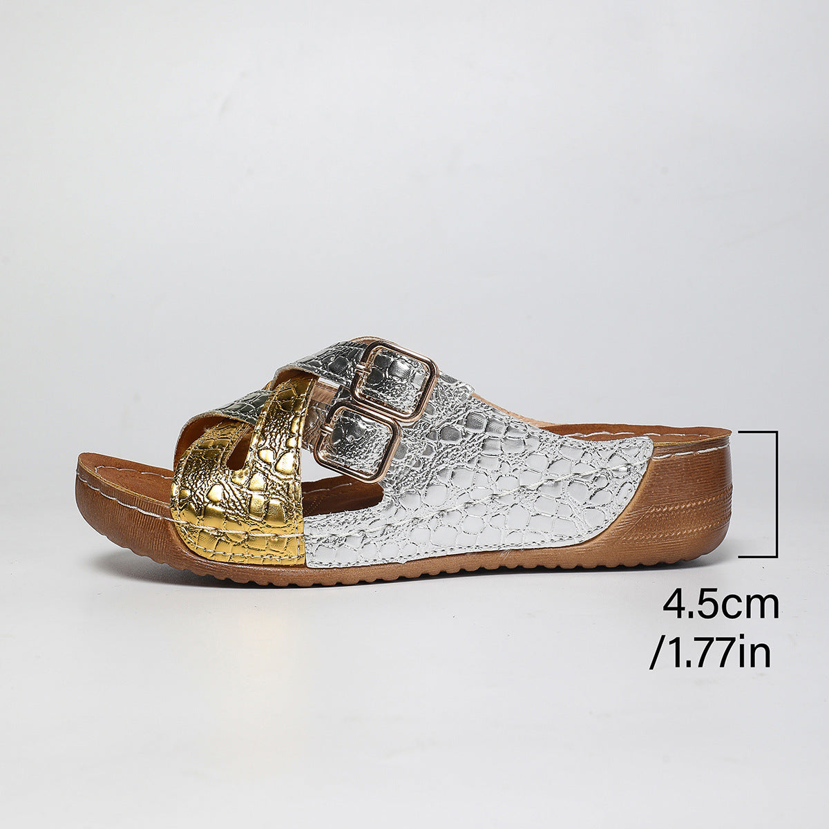 Women's European And American Color Matching Belt Buckle Sandals