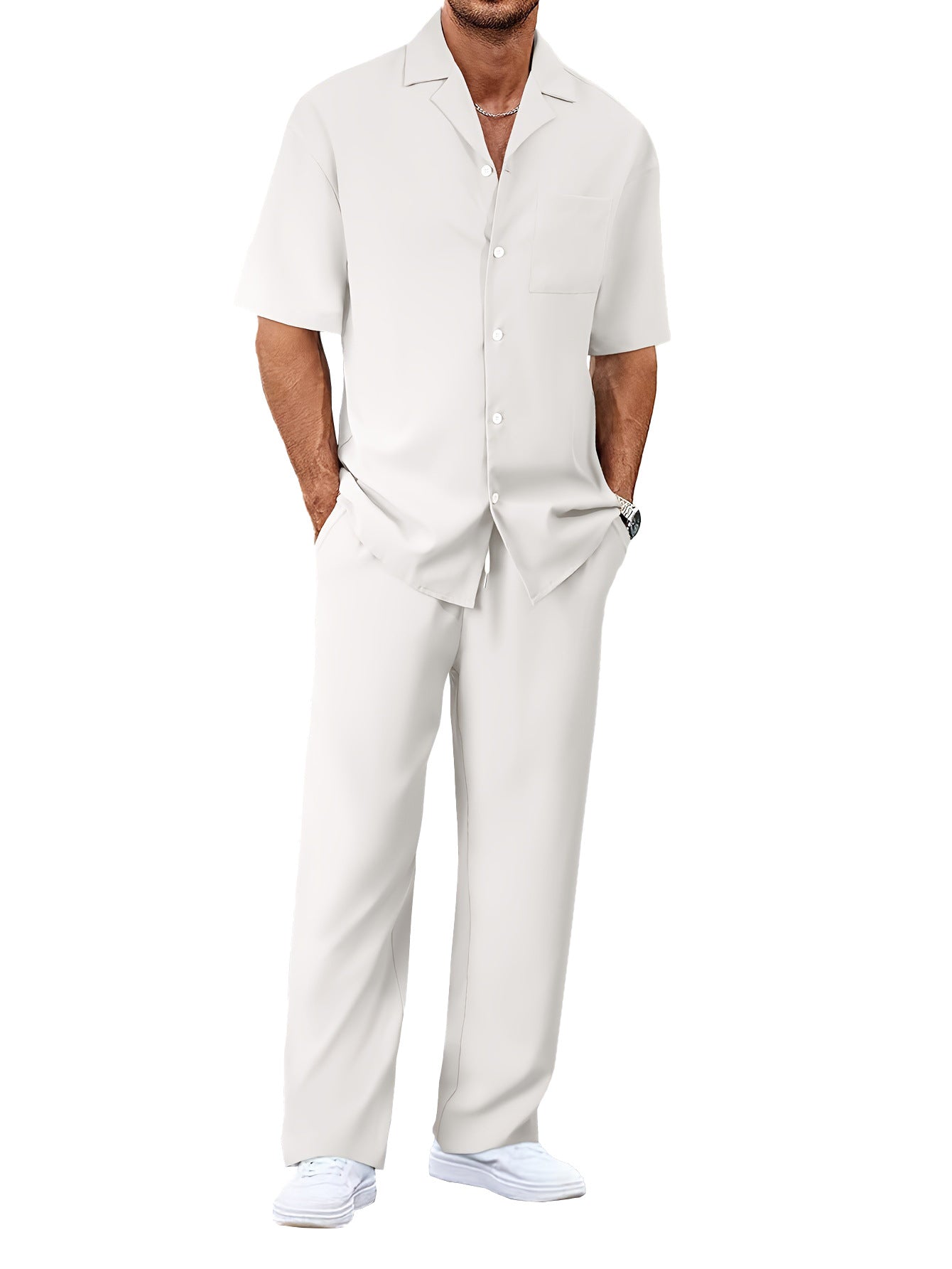 European And American Leisure Men's Suit Loose Lapels Short-sleeved Trousers