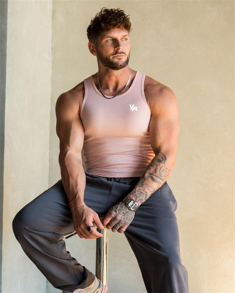 Men's Knitted Ice Silk Rib Top Sports Fitness Vest