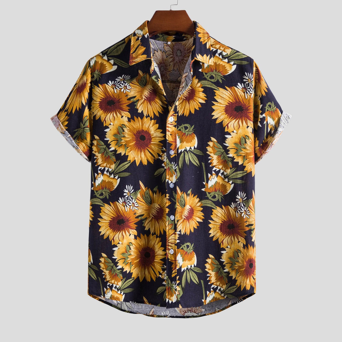 Flower Shirt Male Hawaiian Style Loose Casual Printed Shirt Foreign Trade Men's Short-sleeved Shirt Beach Vacation Top