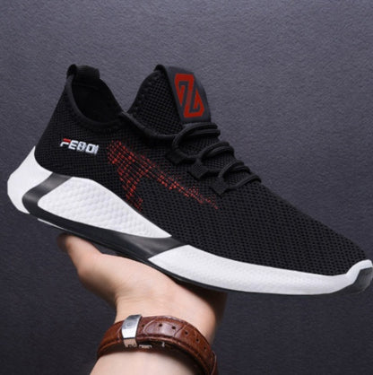 New Sports Shoes Men's Breathable Casual Mesh Shoes Comfort. Lace-up Non-slip Low-top Running Shoes.