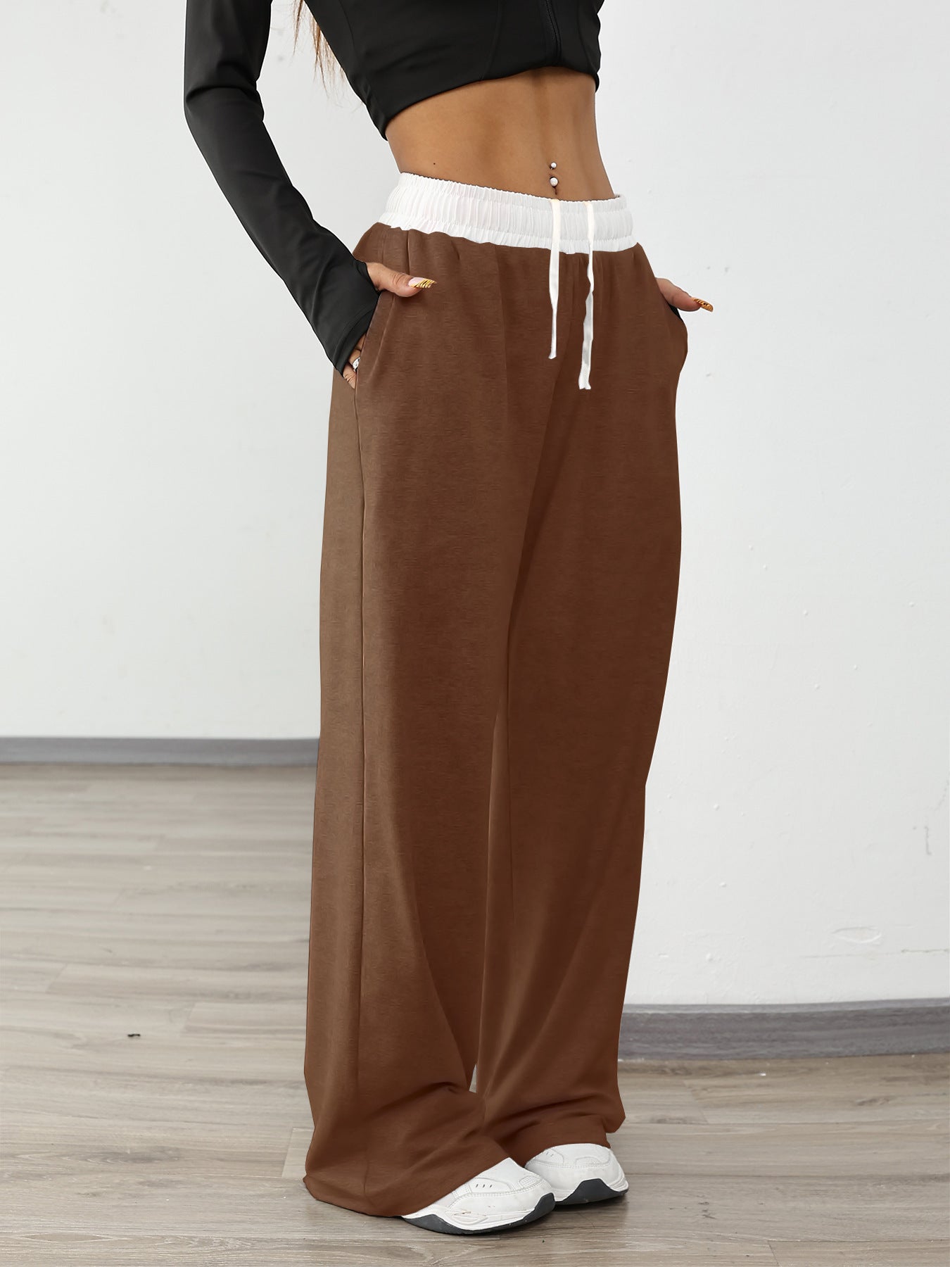 Women's Casual Sports Contrast Color Loose Comfortable Drawstring Trousers