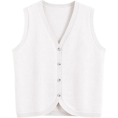 European And American Spring And Summer Women's Vest Buckle V-neck Casual Wear