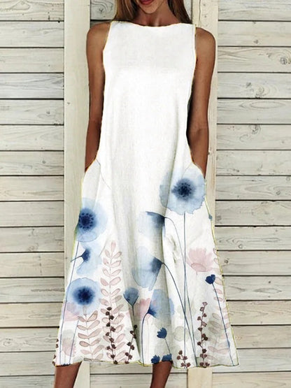 Summer Vintage Floral Print Loose A-Line Dresses