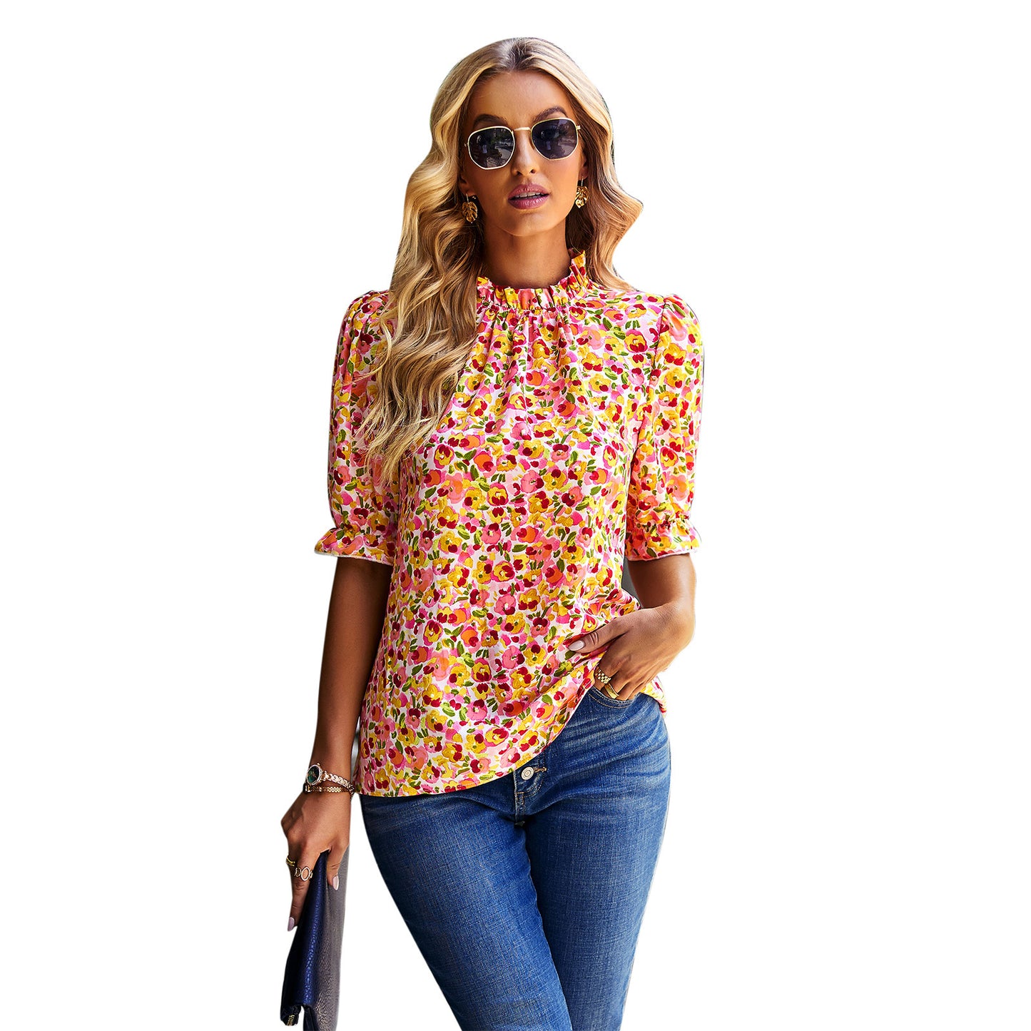 Women's Fashion Simple Loose Floral Shirts
