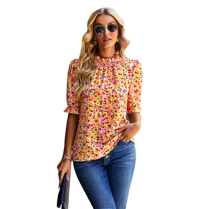 Women's Fashion Simple Loose Floral Shirts