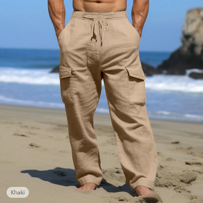 Men's Summer Wear Fashion Drawstring Multi-pocket Pants