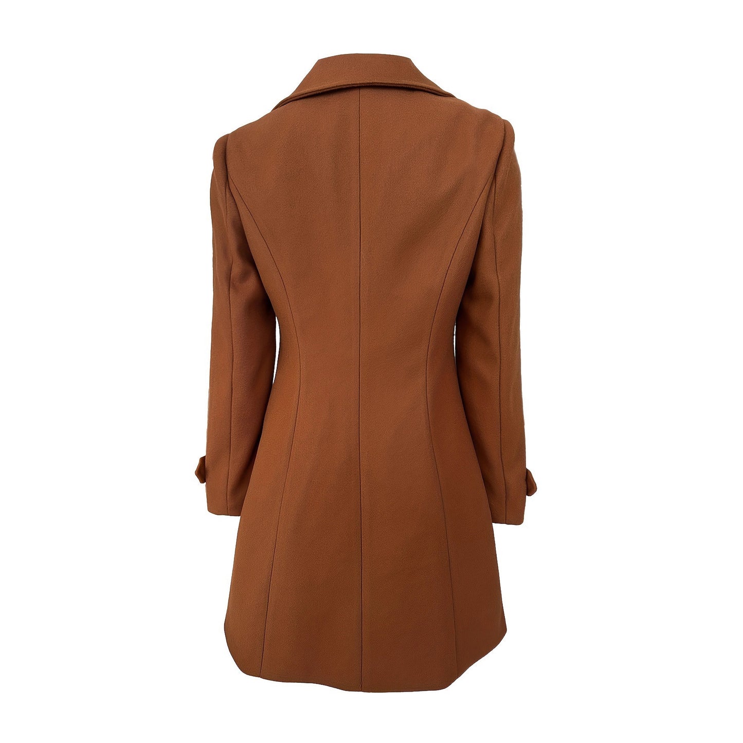 European And American Elegant Women's Solid Color Double Breasted Woolen Coat
