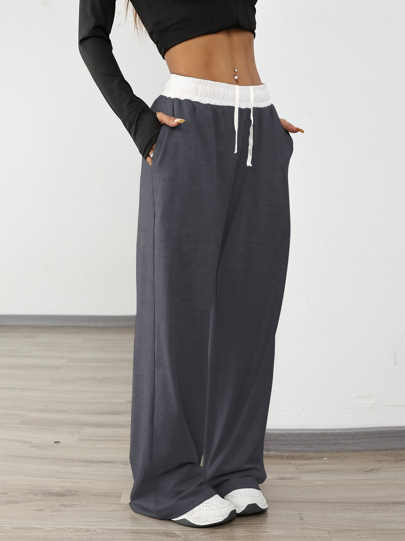 Women's Casual Sports Contrast Color Loose Comfortable Drawstring Trousers