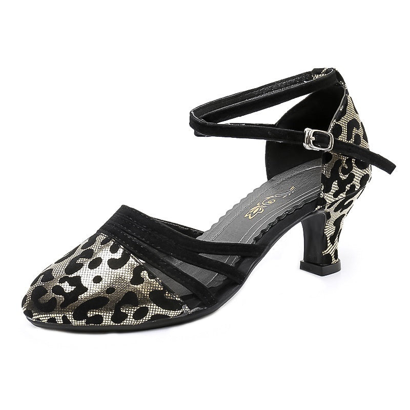 Women's Rubber Sole Latin Dance Shoes Mid Heel