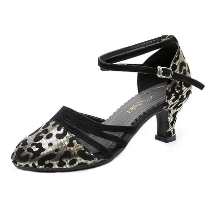 Women's Rubber Sole Latin Dance Shoes Mid Heel