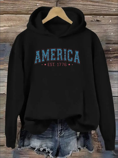 American Flag Print - Fashion Hoodies For Women