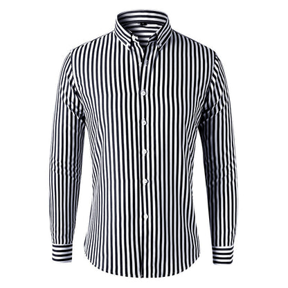 Men's Long-sleeved Slim Casual Striped Shirt