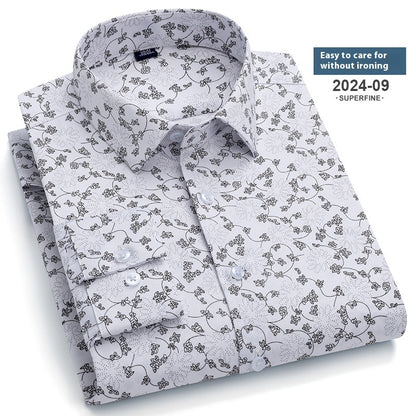 Spring And Autumn Fashion Floral Youth Men's Long-sleeved Shirt
