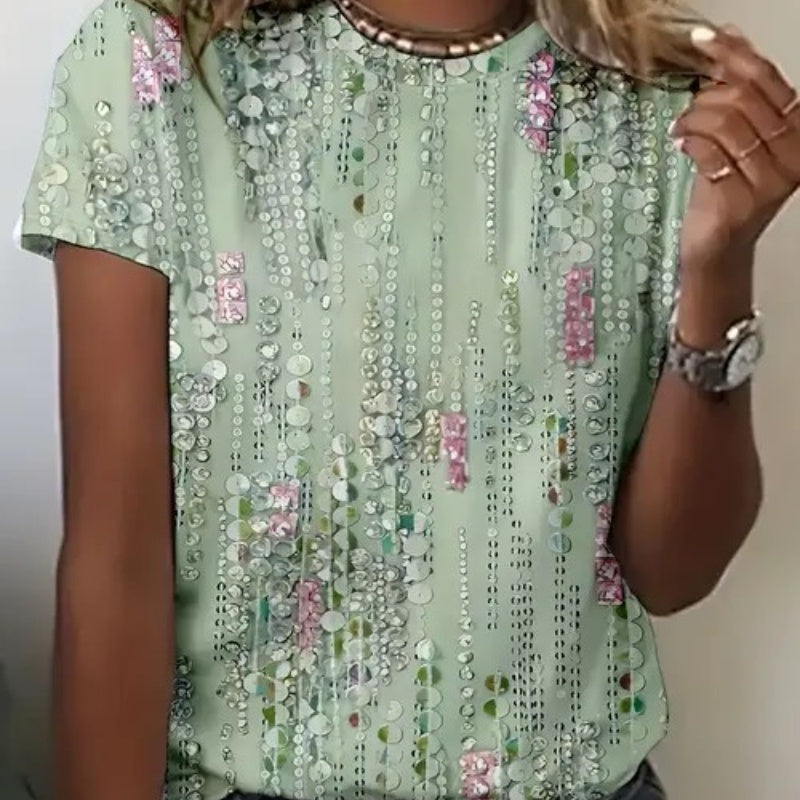 Elegant Round Neck Pullover Short Sleeve