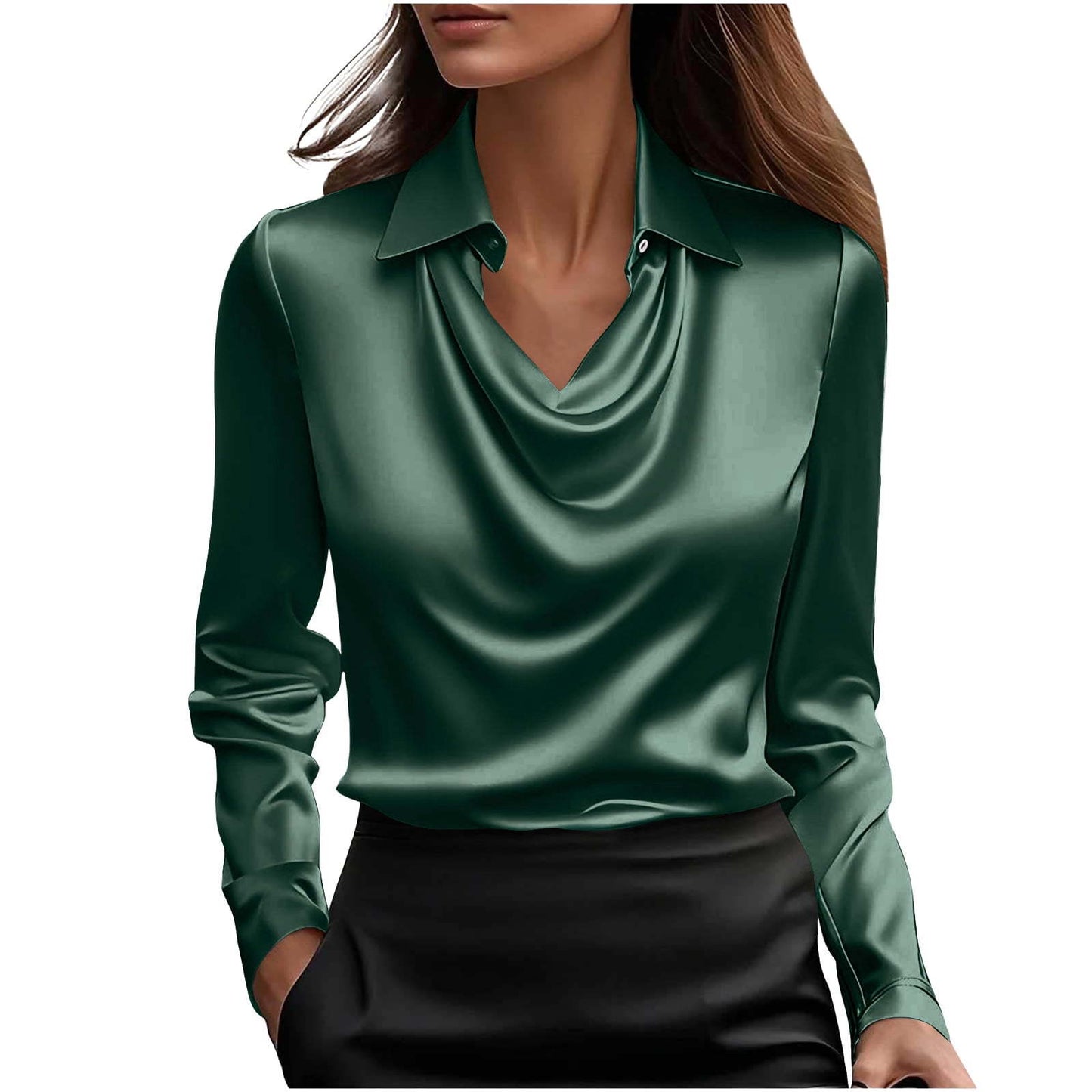 Womens Solid-Color Loose, Simple Boat-Neck Shirt