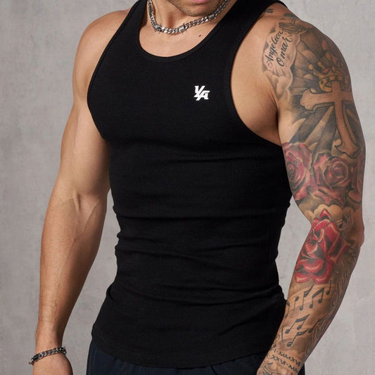 Men's Knitted Ice Silk Rib Top Sports Fitness Vest