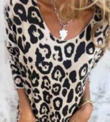 Women's Leopard Print Pullover Long Sleeve Pullover