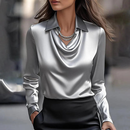 Womens Solid-Color Loose, Simple Boat-Neck Shirt
