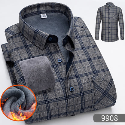 Plaid shirt with gray interior, buttons, and a close-up of fabric texture on a white background.