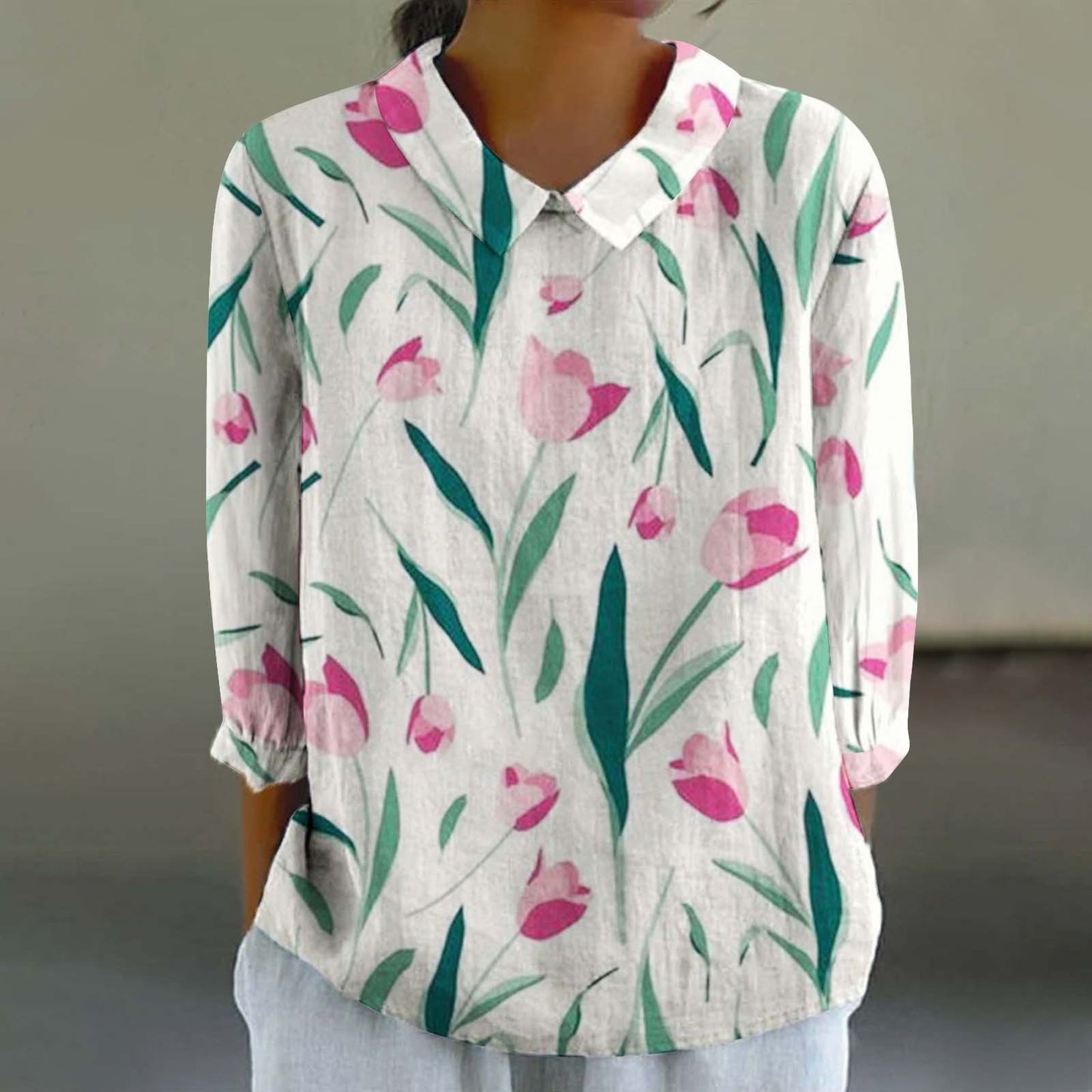 Women's Fashionable Retro Style Floral Print Shirt