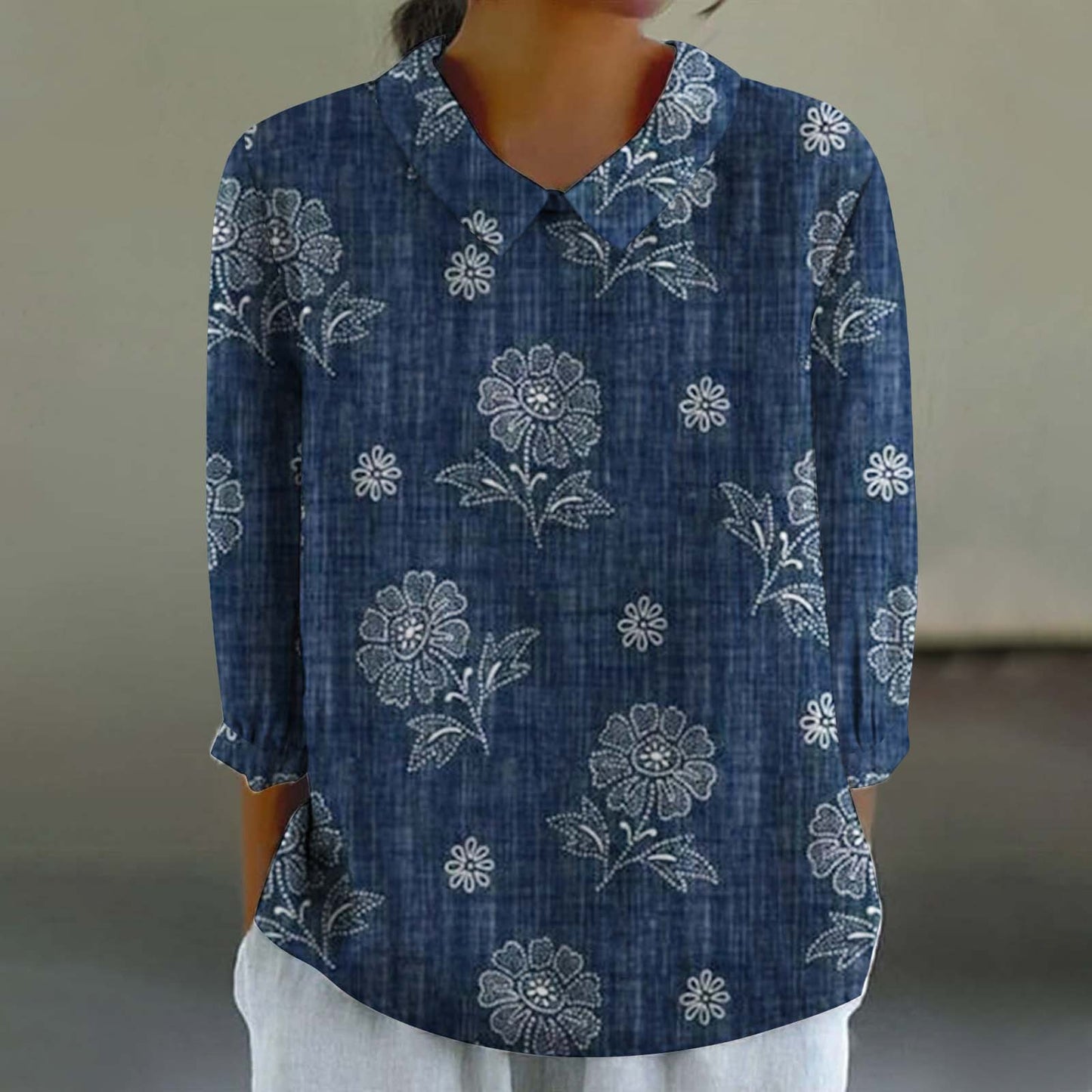 Women's Fashionable Retro Style Floral Print Shirt