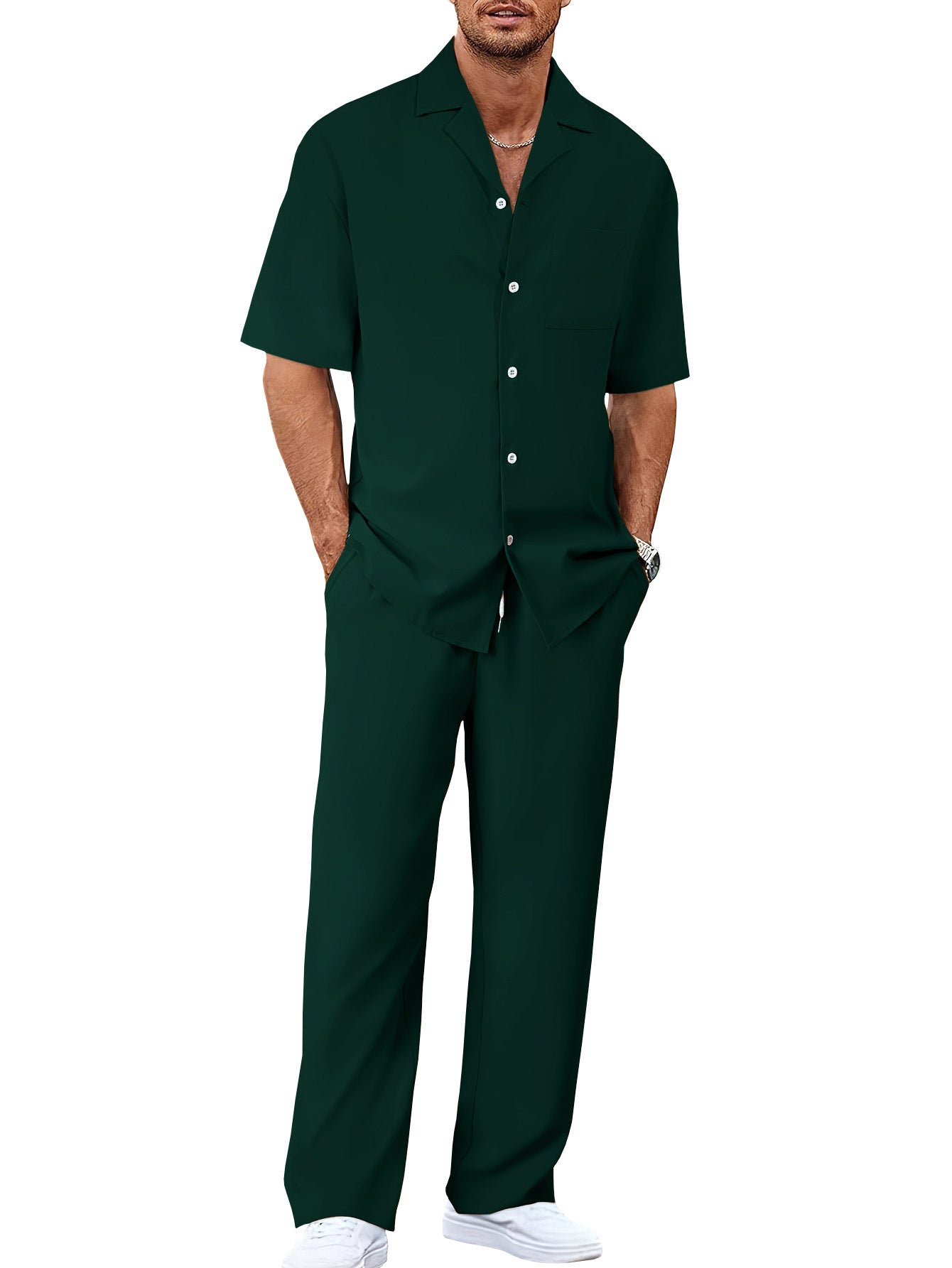 European And American Leisure Men's Suit Loose Lapels Short-sleeved Trousers