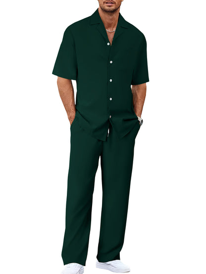 European And American Leisure Men's Suit Loose Lapels Short-sleeved Trousers
