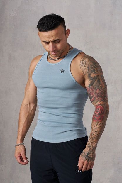 Men's Knitted Ice Silk Rib Top Sports Fitness Vest