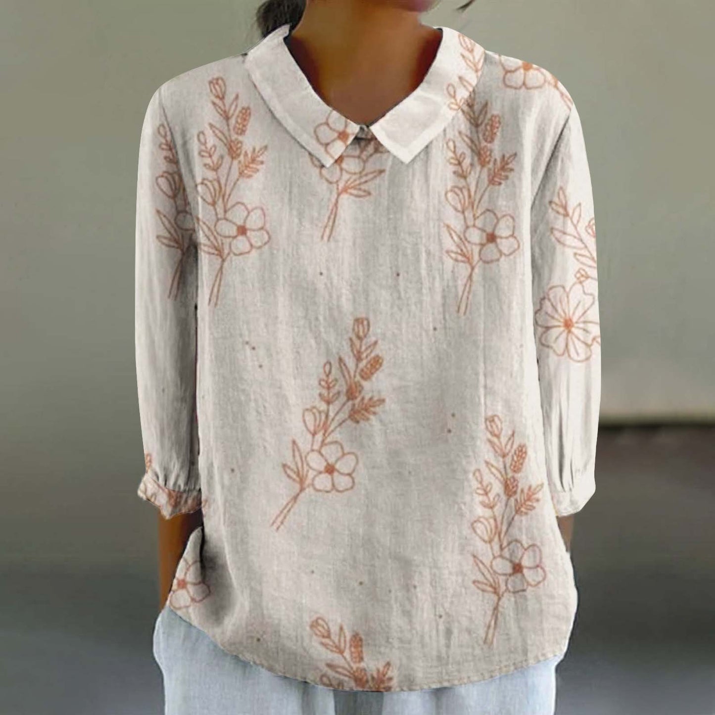 Women's Fashionable Retro Style Floral Print Shirt