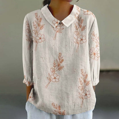 Women's Fashionable Retro Style Floral Print Shirt