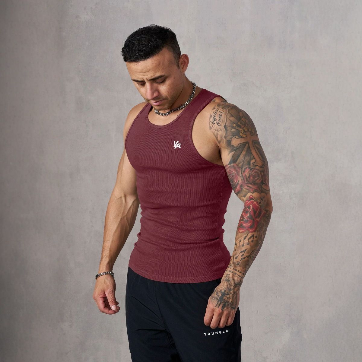 Men's Knitted Ice Silk Rib Top Sports Fitness Vest