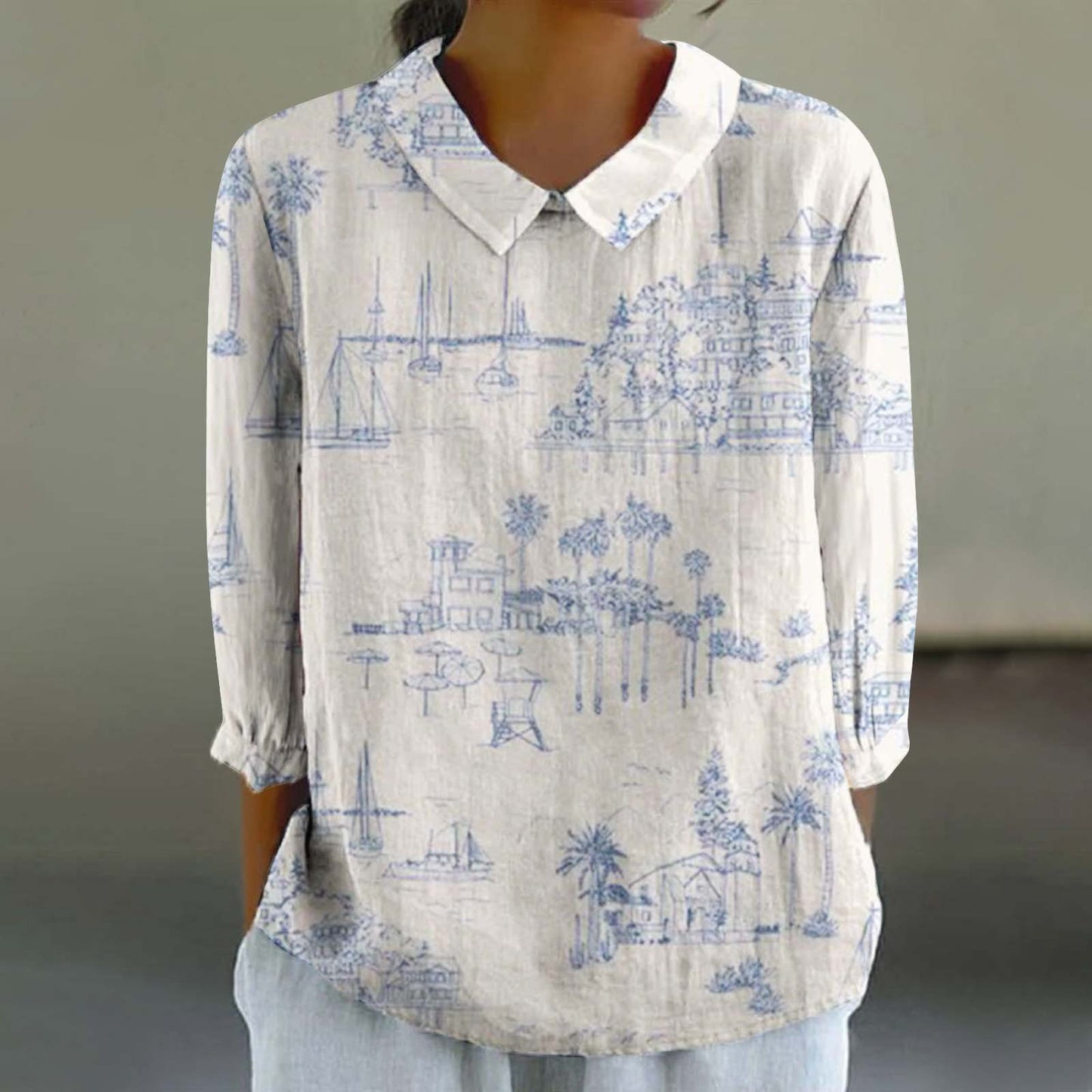 Women's Fashionable Retro Style Floral Print Shirt