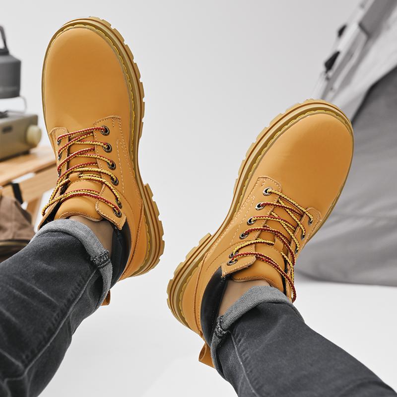 Men's Simple Casual Plus Size Leather Martin Boots