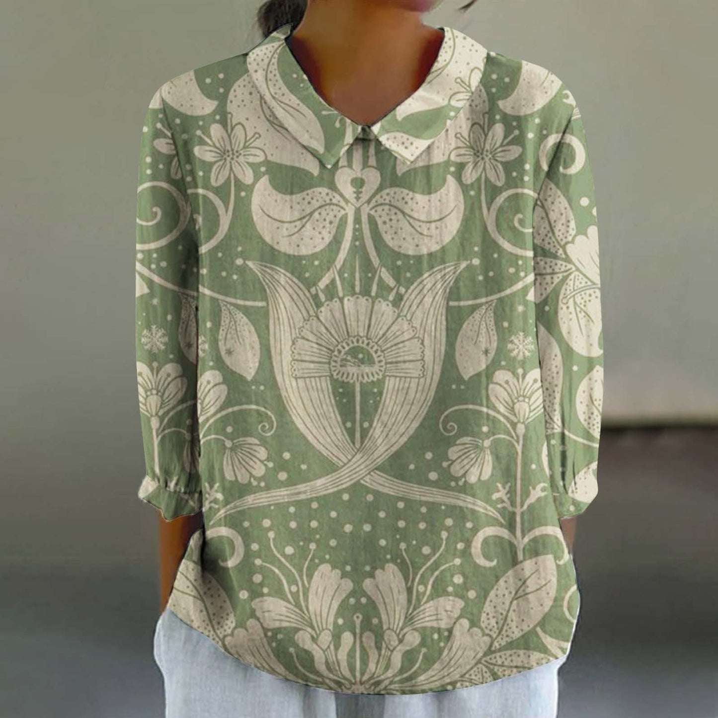 Women's Fashionable Retro Style Floral Print Shirt
