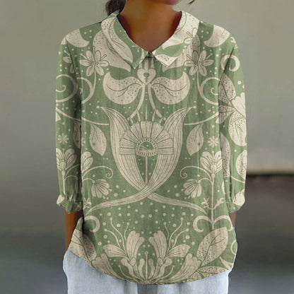 Women's Fashionable Retro Style Floral Print Shirt