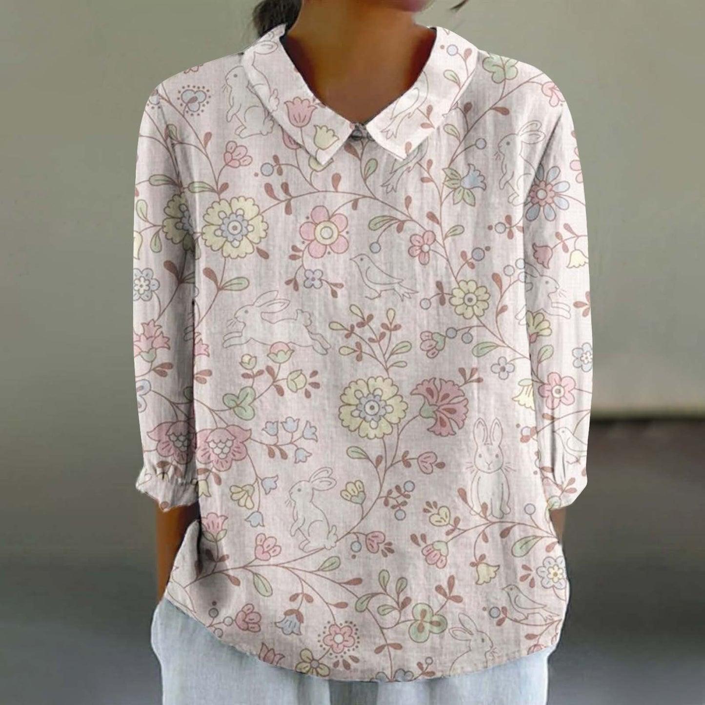 Women's Fashionable Retro Style Floral Print Shirt