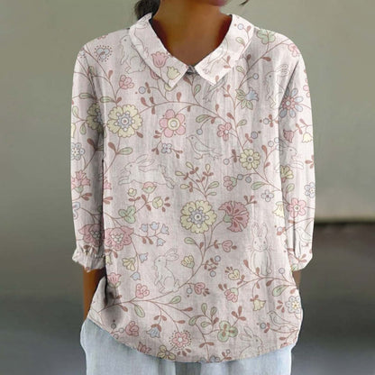 Women's Fashionable Retro Style Floral Print Shirt