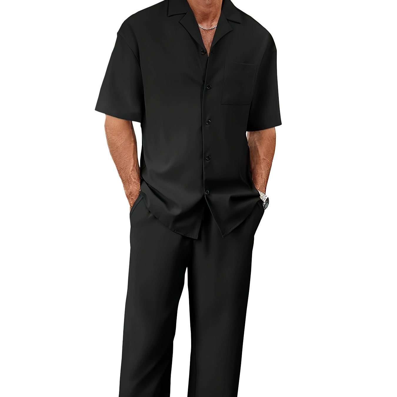 European And American Leisure Men's Suit Loose Lapels Short-sleeved Trousers